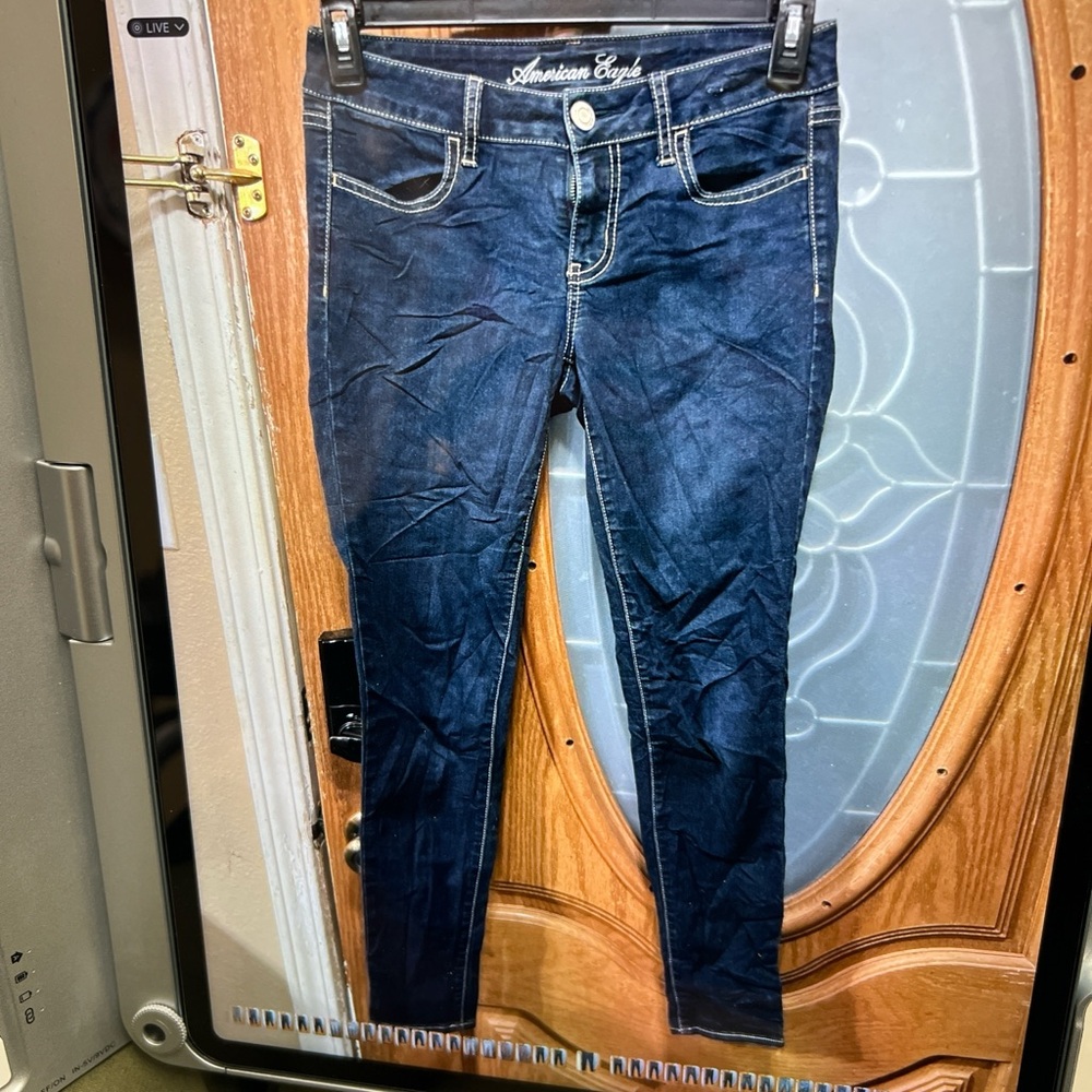 American Eagle Outfitters Women's Dark Blue Skinny Jeans